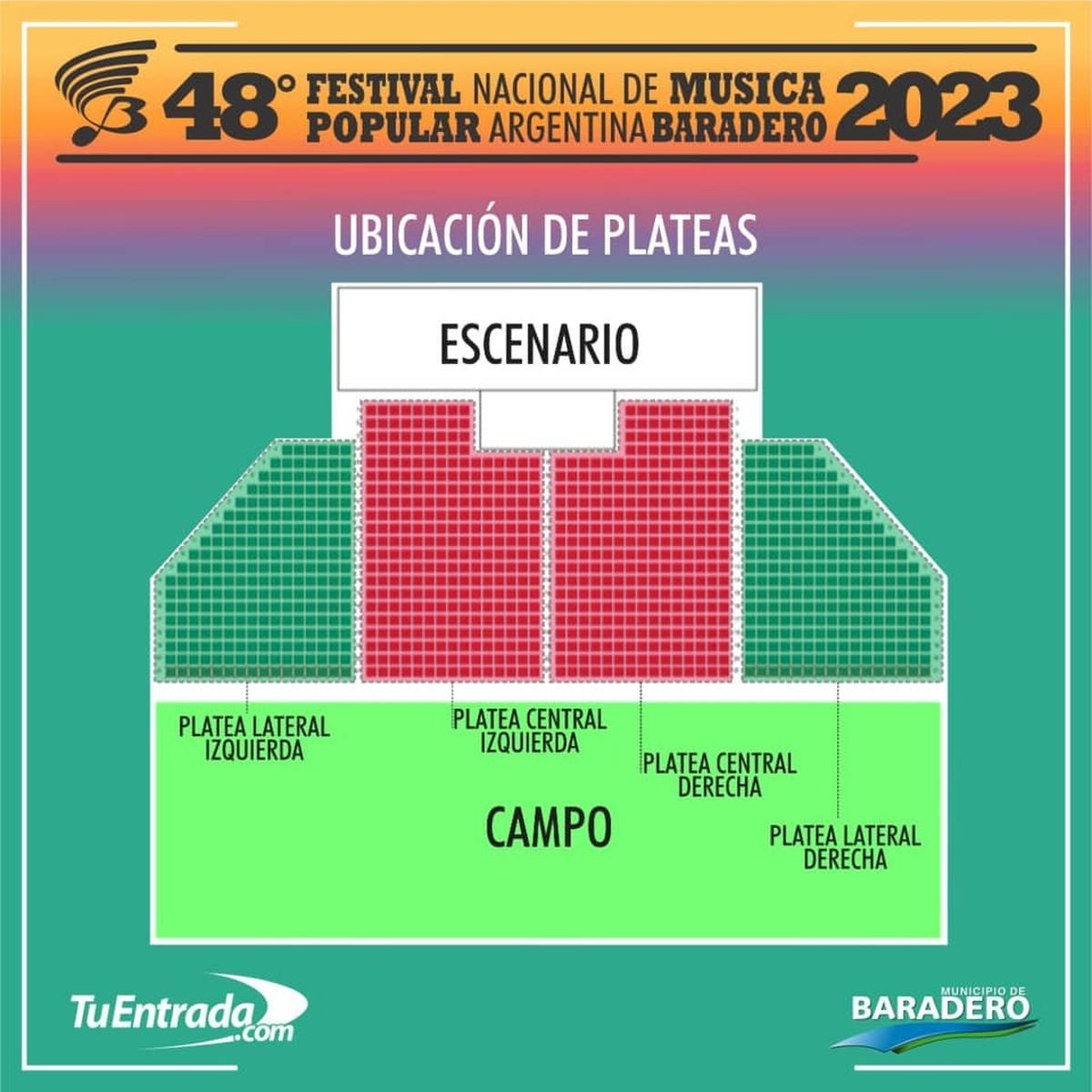 Festival Nacional de M&uacute;sica en Baradero, ubicaci&oacute;n de las entradas.