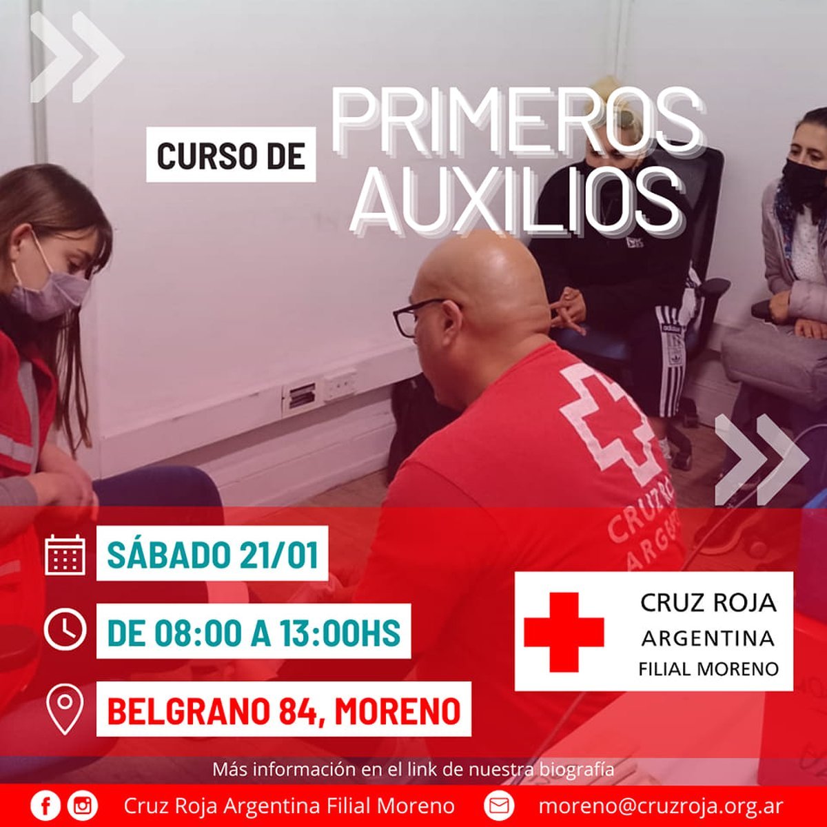 Se realizar&aacute; un curso de RCP Y primeros auxilios en Moreno (zona oeste).