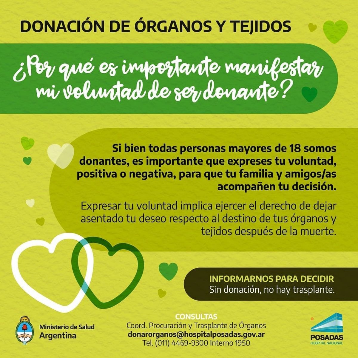 Flyer sobre la importancia de la donaci&oacute;n de &oacute;rganos del Hospital Posadas.