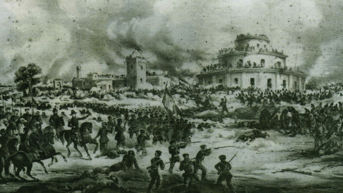 El Palomar de Caseros en medio de la batalla.