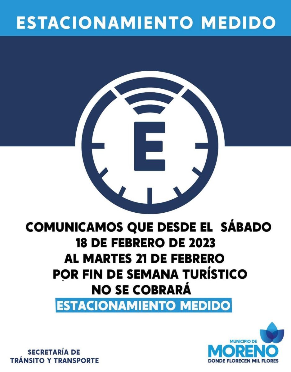 Moreno: no cobrar&aacute;n estacionamiento medido.