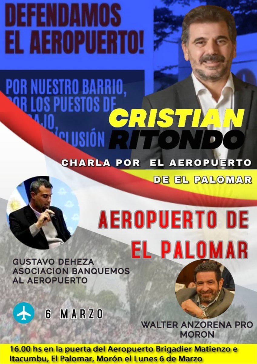 Charla en la puerta del Aeropuerto El Palomar.