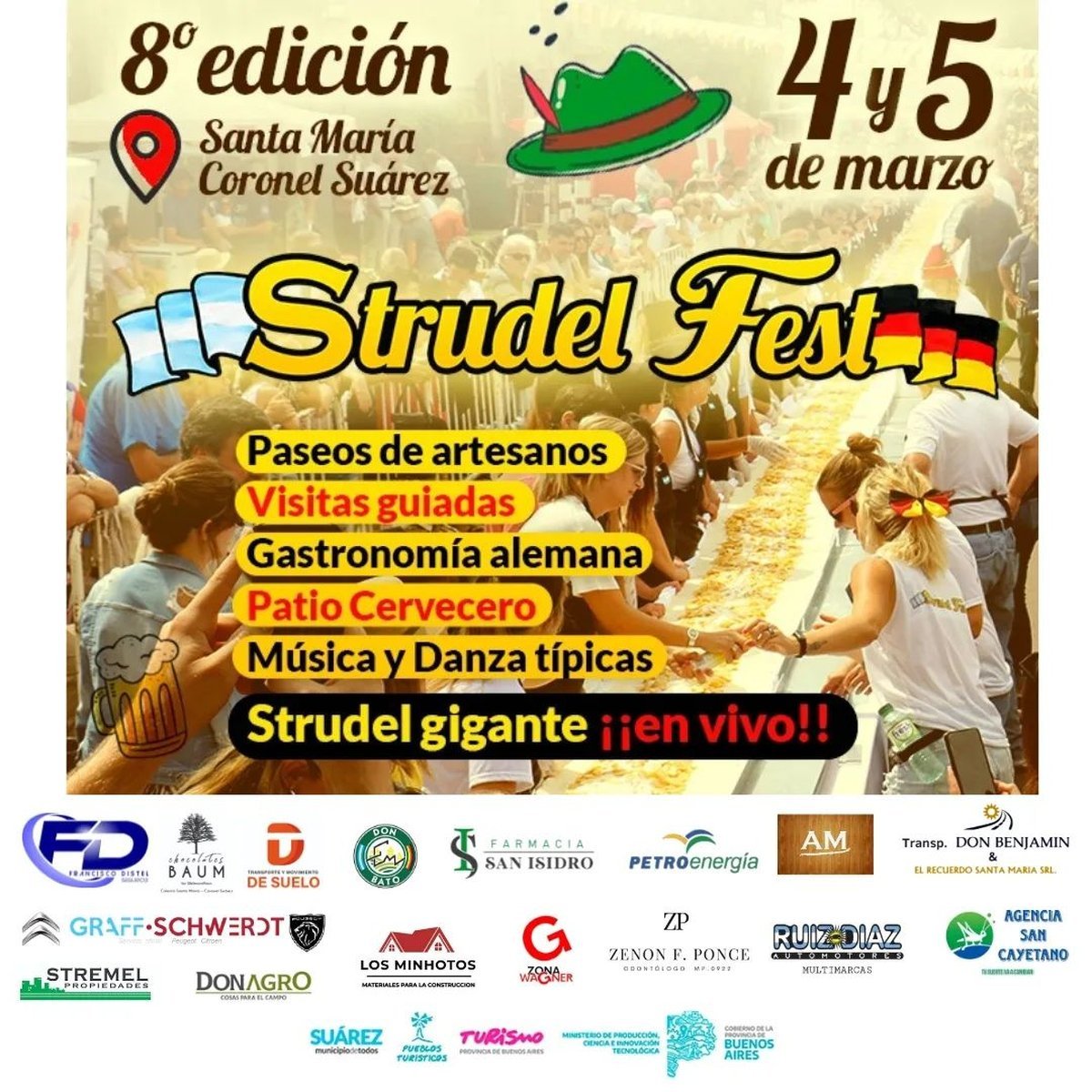 Llega la 8&deg; Fiesta del Strudel gigante a Coronel Su&aacute;rez.