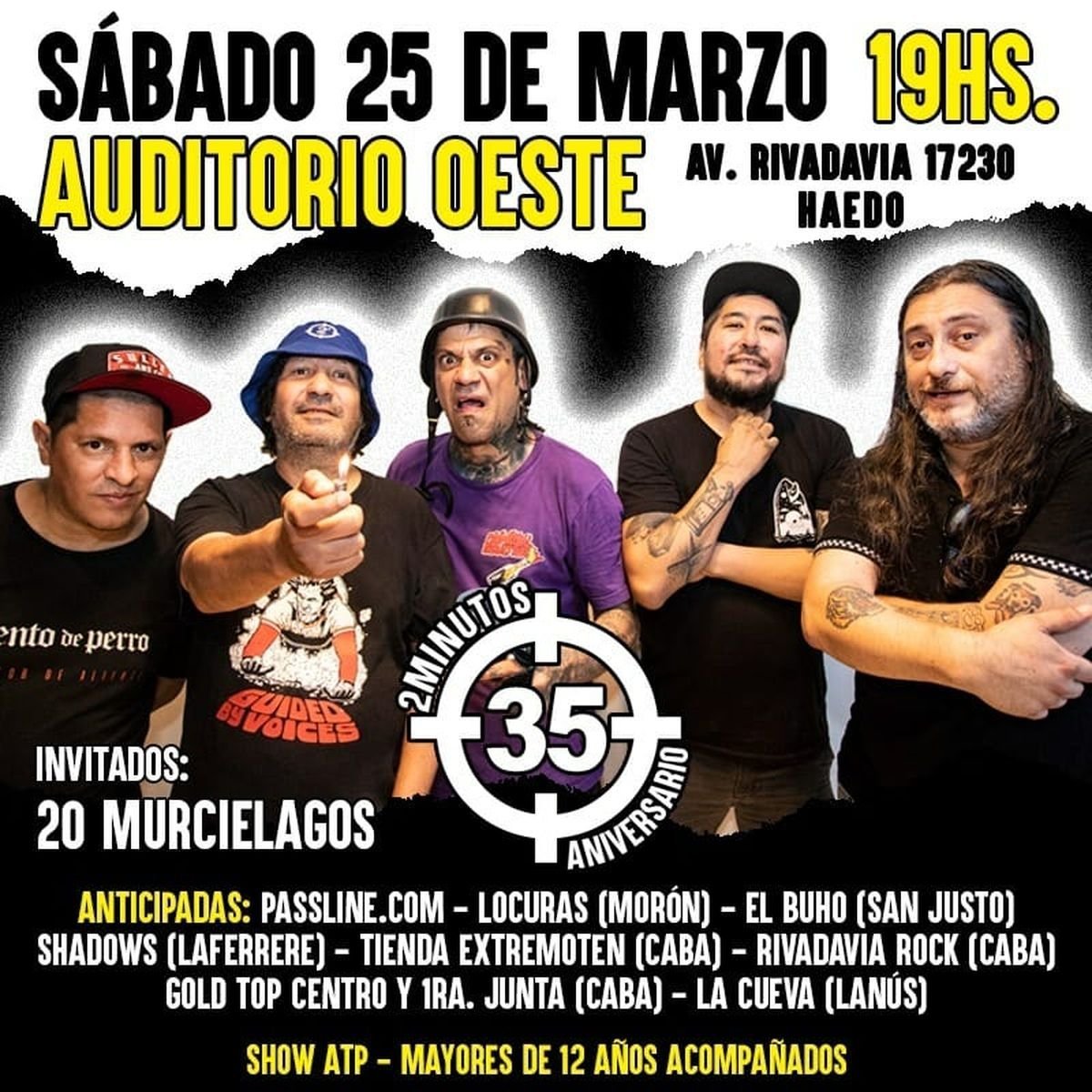 Haedo: 2 Minutos se sube al escenario de Auditorio Oeste.
