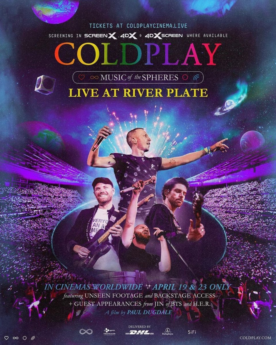 Cine: los shows de Coldplay en River llegan a las salas.