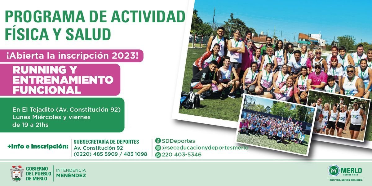 Merlo: actividades deportivas gratuitas para adultos.