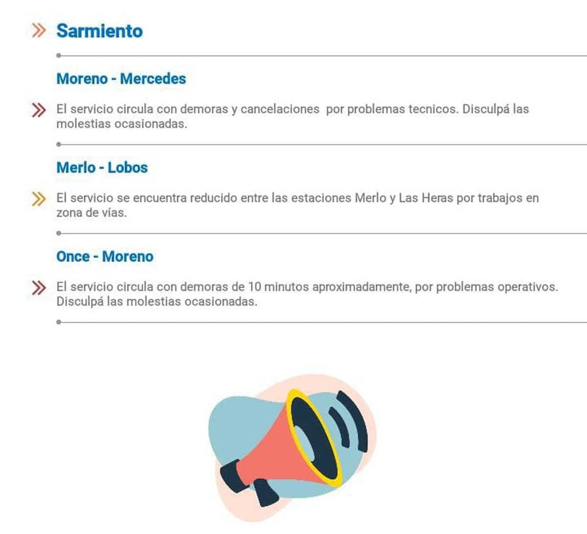 El tren Sarmiento funciona con demoras por problemas t&eacute;cnicos.