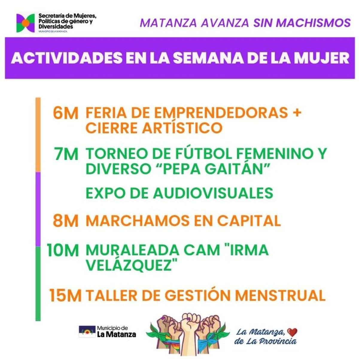 La Matanza: actividades por el D&iacute;a de la Mujer.