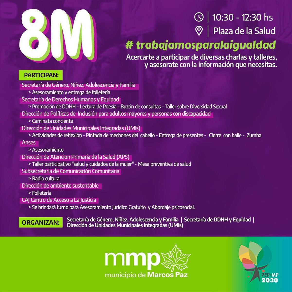 Marcos Paz realizar&aacute; diversas actividades en el D&iacute;a de la Mujer.