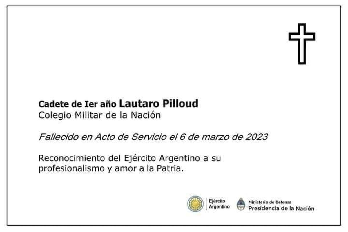 El comunicado del Ministerio de Defensa por el fallecimiento de un joven soldado en el Colegio Militar de El Palomar.