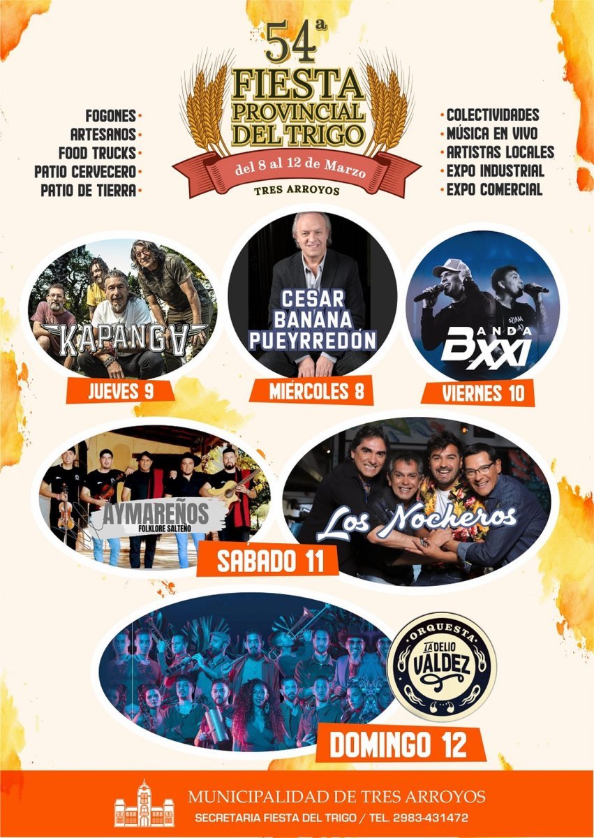 Tres Arroyos celebra la Fiesta Provincial del Trigo.