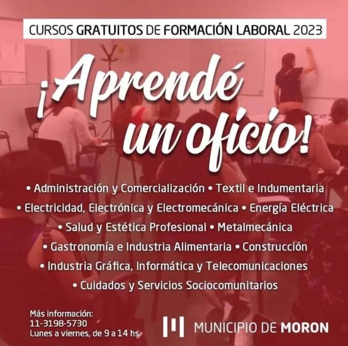 Mor&oacute;n: cursos gratuitos de formaci&oacute;n laboral.