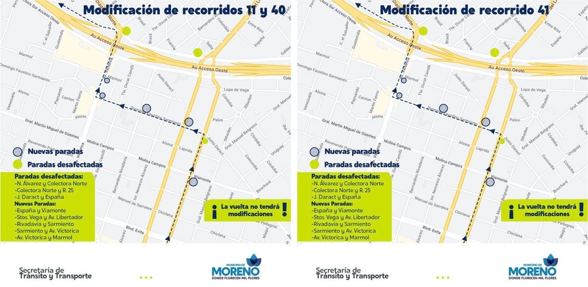 Moreno: cambios en los recorridos de La Perlita.