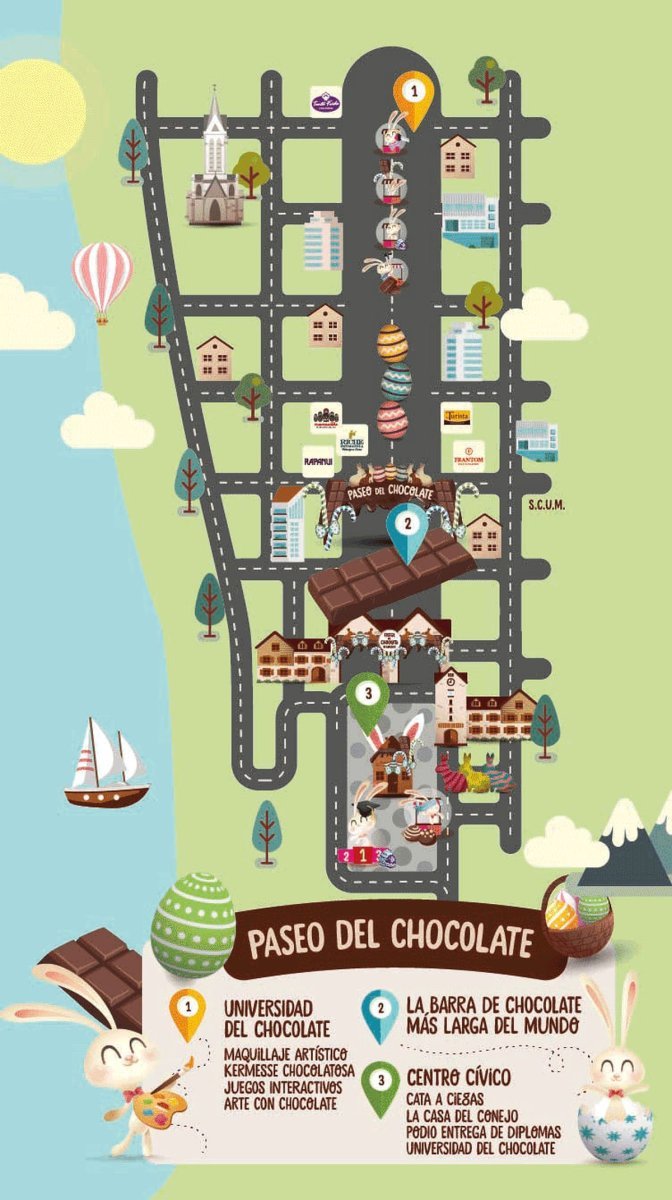 Mapa del Paseo del Chocolate en Bariloche
