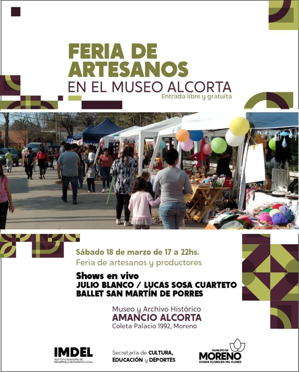 Se realizar&aacute; la Feria de Artesanos en el Museo Alcorta de Moreno.