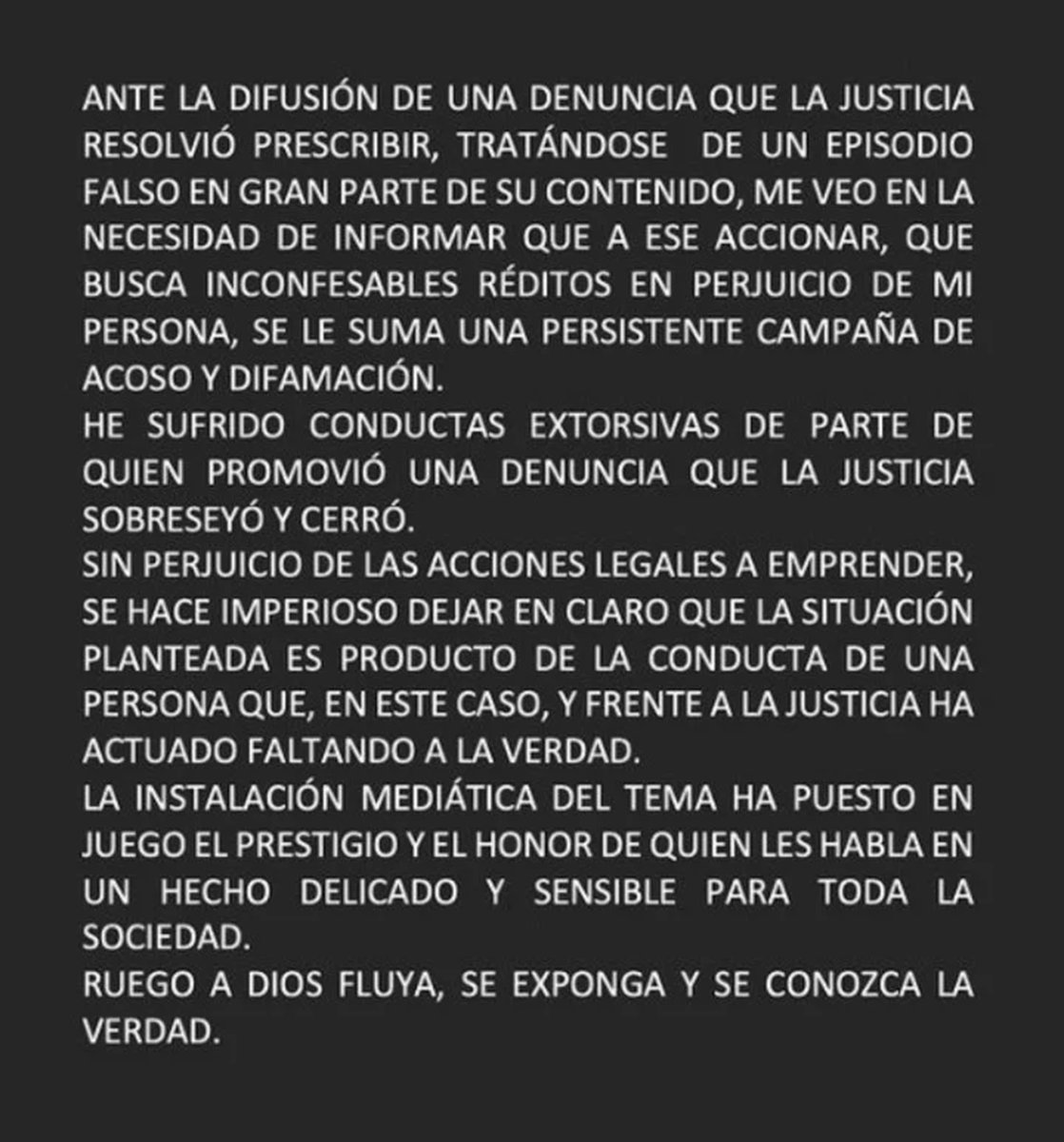 El primer comunicado que public&oacute; Jey Mammon en las redes.