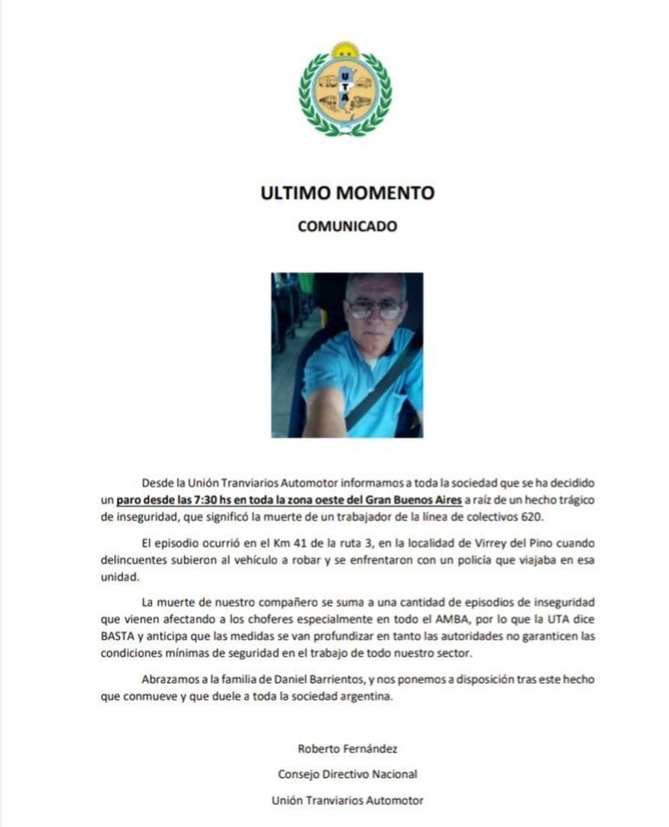 Oeste: Paro de colectivos por el asesinato de un chofer