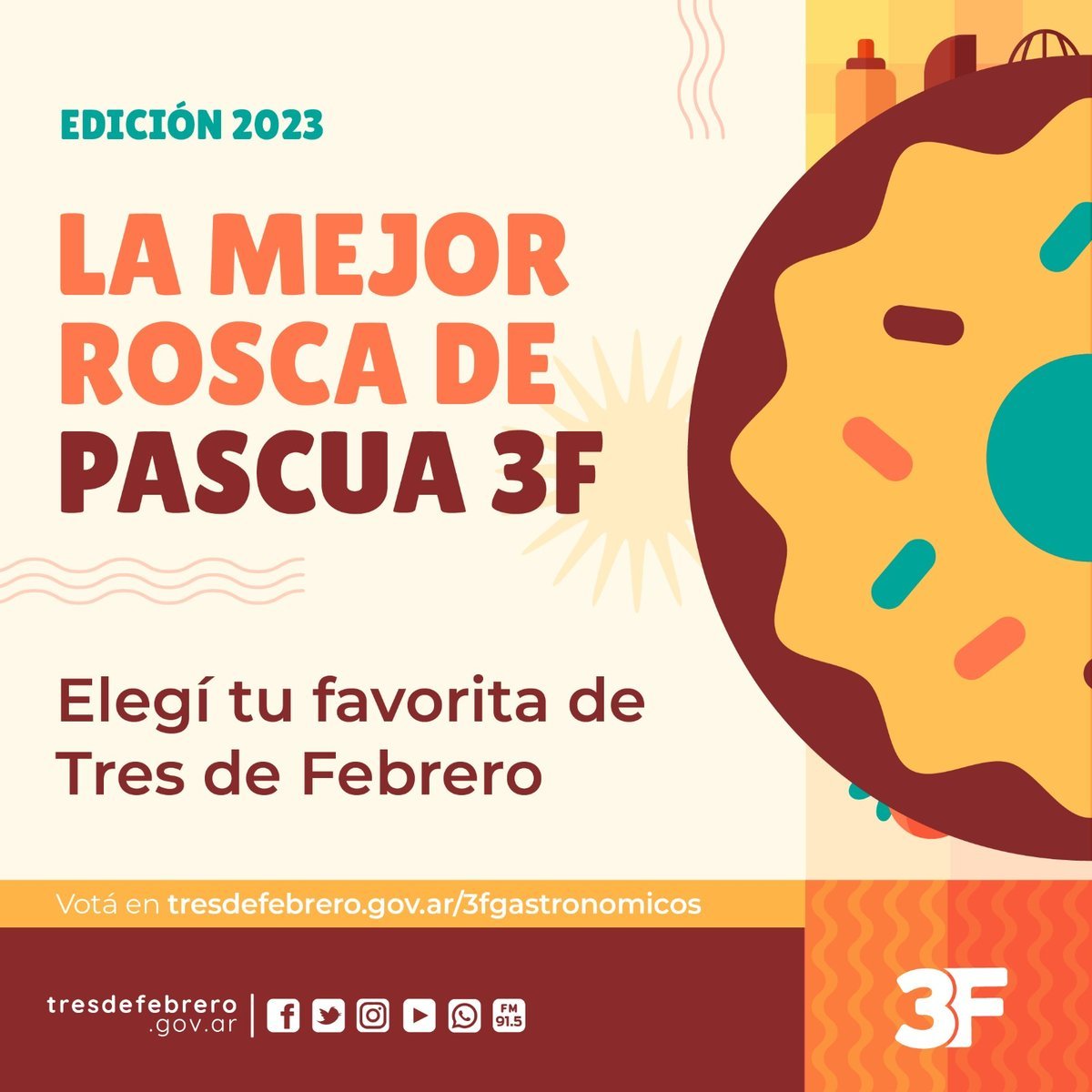Tres de febrero invita a los vecinos a votar la mejor rosca y participar del sorteo.