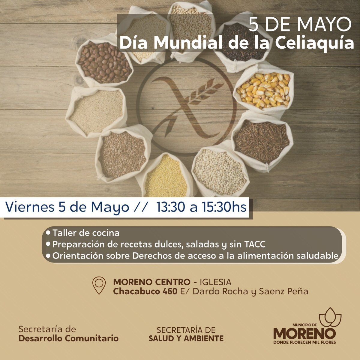 Moreno brindar&aacute; un taller gratuito de Cocina sin TACC.