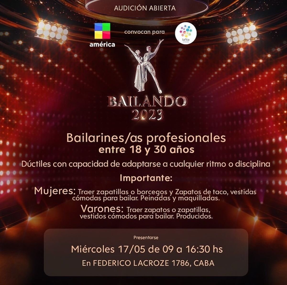 Televisi&oacute;n: audici&oacute;n abierta para el Bailando 2023.