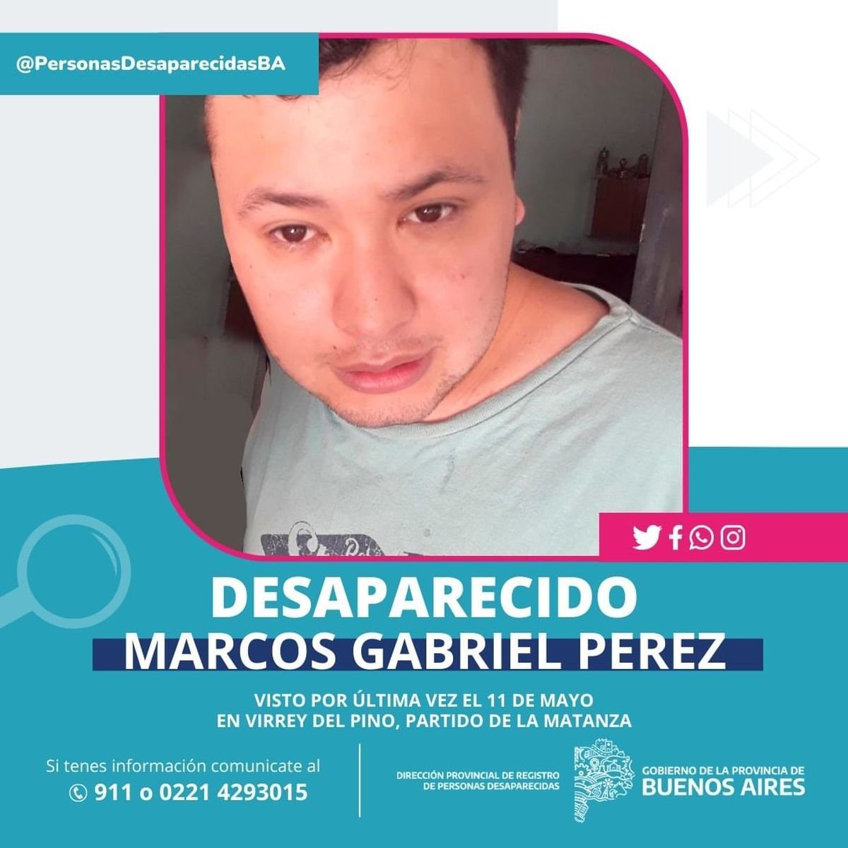 La Matanza: buscan a un vecino de Virrey del Pino.