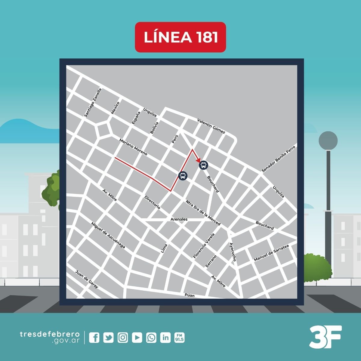 Tres de Febrero: cambios en el recorrido de la l&iacute;nea 181.