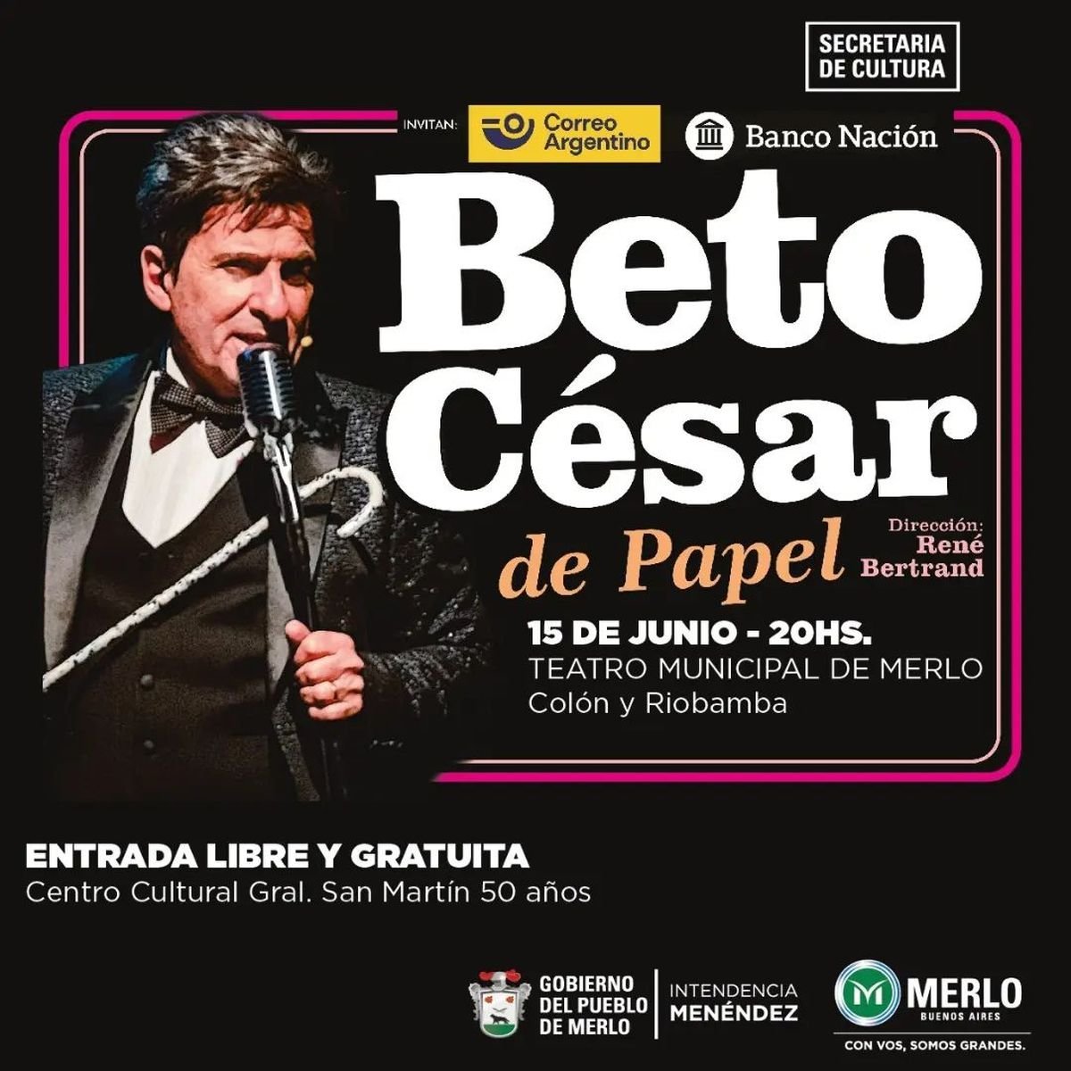 Beto C&eacute;sar realizar&aacute; un espect&aacute;culo gratuito en Merlo.