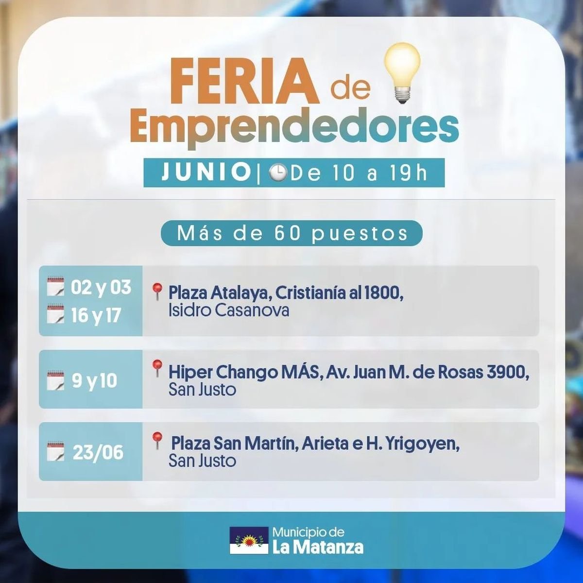 Feria de emprendedores durante todo junio en La Matanza.