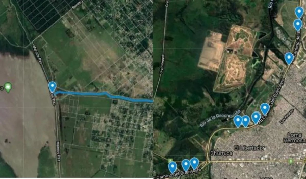 La ubicaci&oacute;n de la presa de Moreno y las 11 alcantarillas en cuesti&oacute;n.