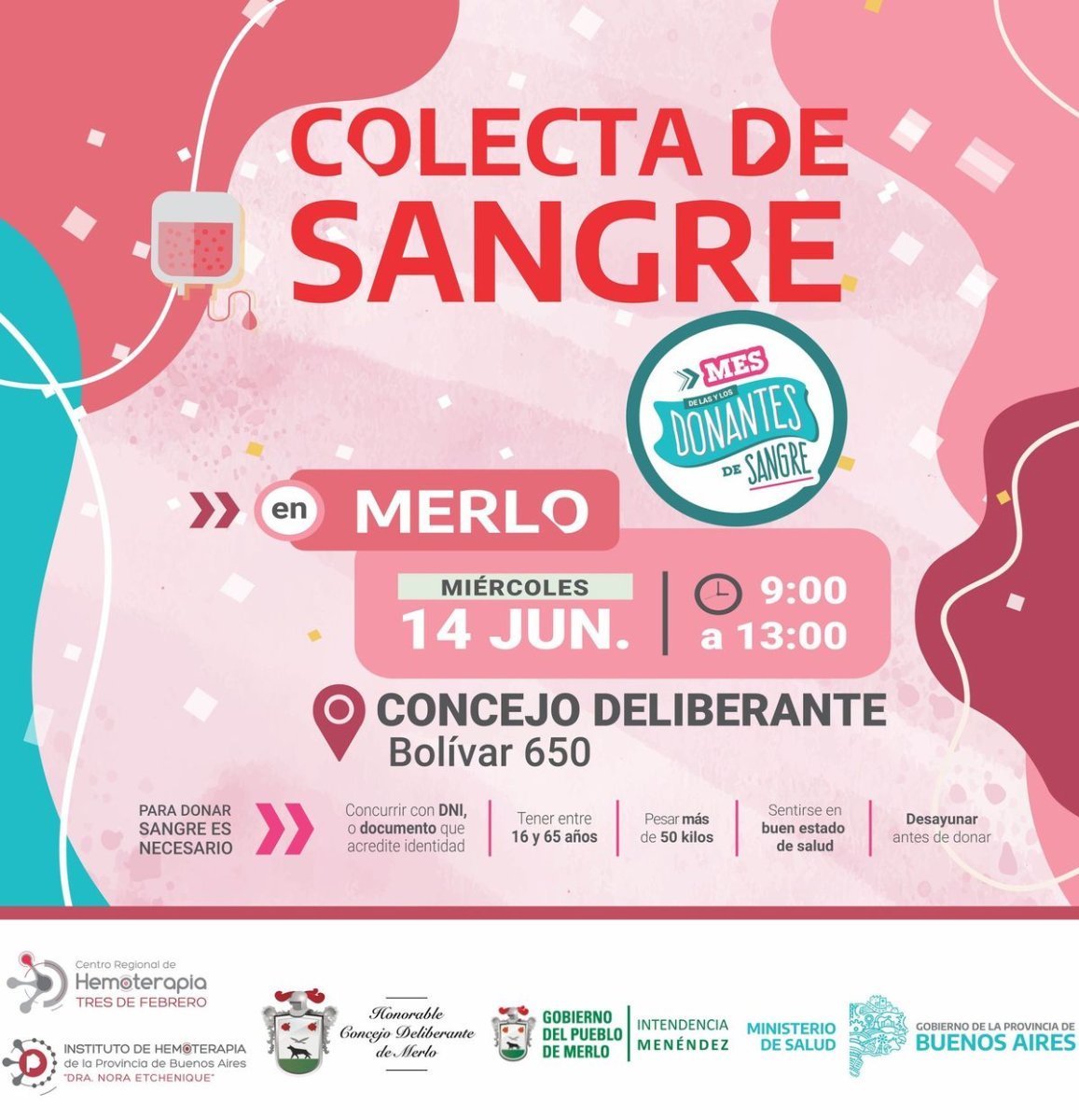 Colecta de sangre en el Honorable Concejo Deliberante de Merlo.