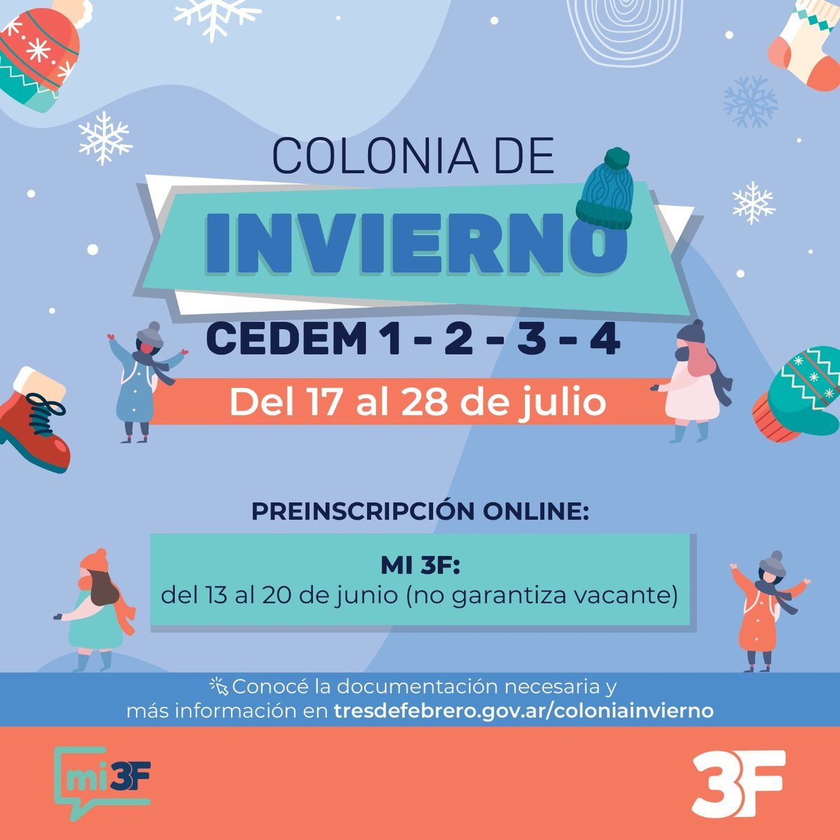 Tres de Febrero abri&oacute; inscripci&oacute;n a la Colonia de Invierno.