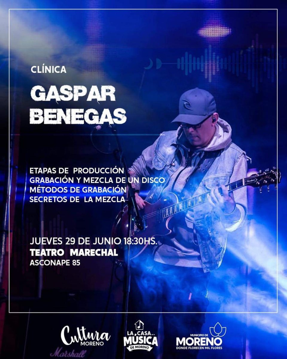 Gaspar Benegas dar&aacute; una cl&iacute;nica de producci&oacute;n musical gratuita en Moreno.