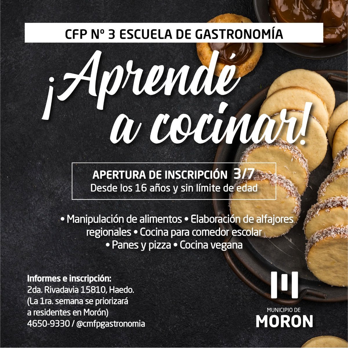 La escuela de gastronom&iacute;a de Mor&oacute;n abrir&aacute; las inscripciones.
