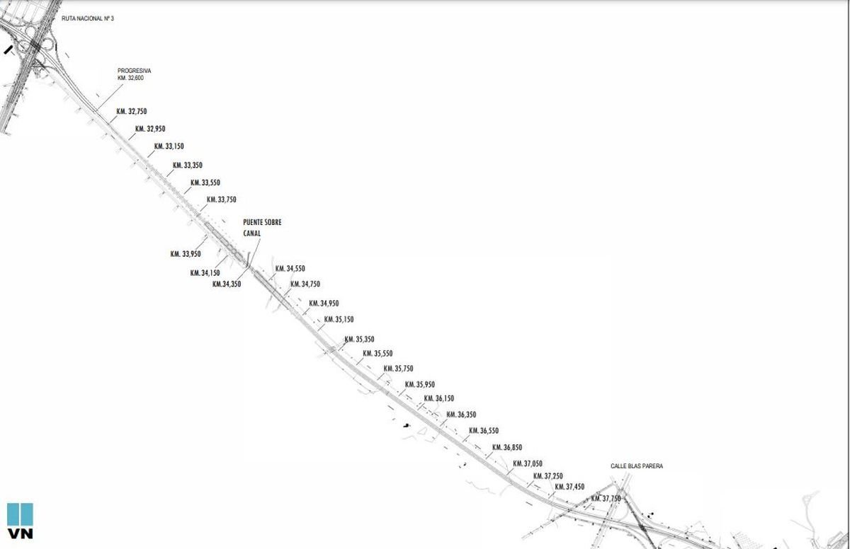 La ubicaci&oacute;n de las futuras luces para la Autopista Presidente Per&oacute;n en Virrey del Pino.
