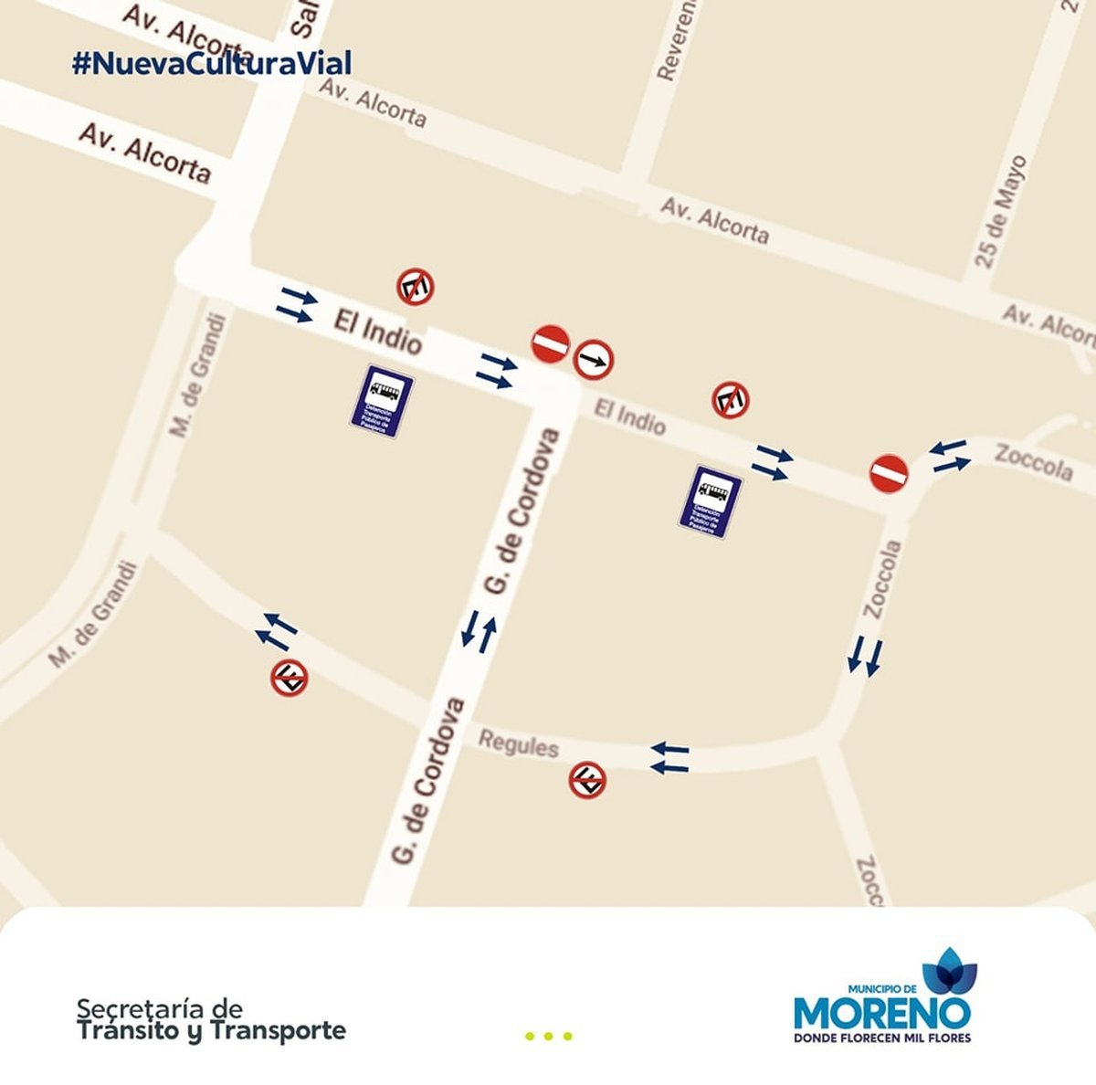 Cambios en el tr&aacute;nsito de Moreno.