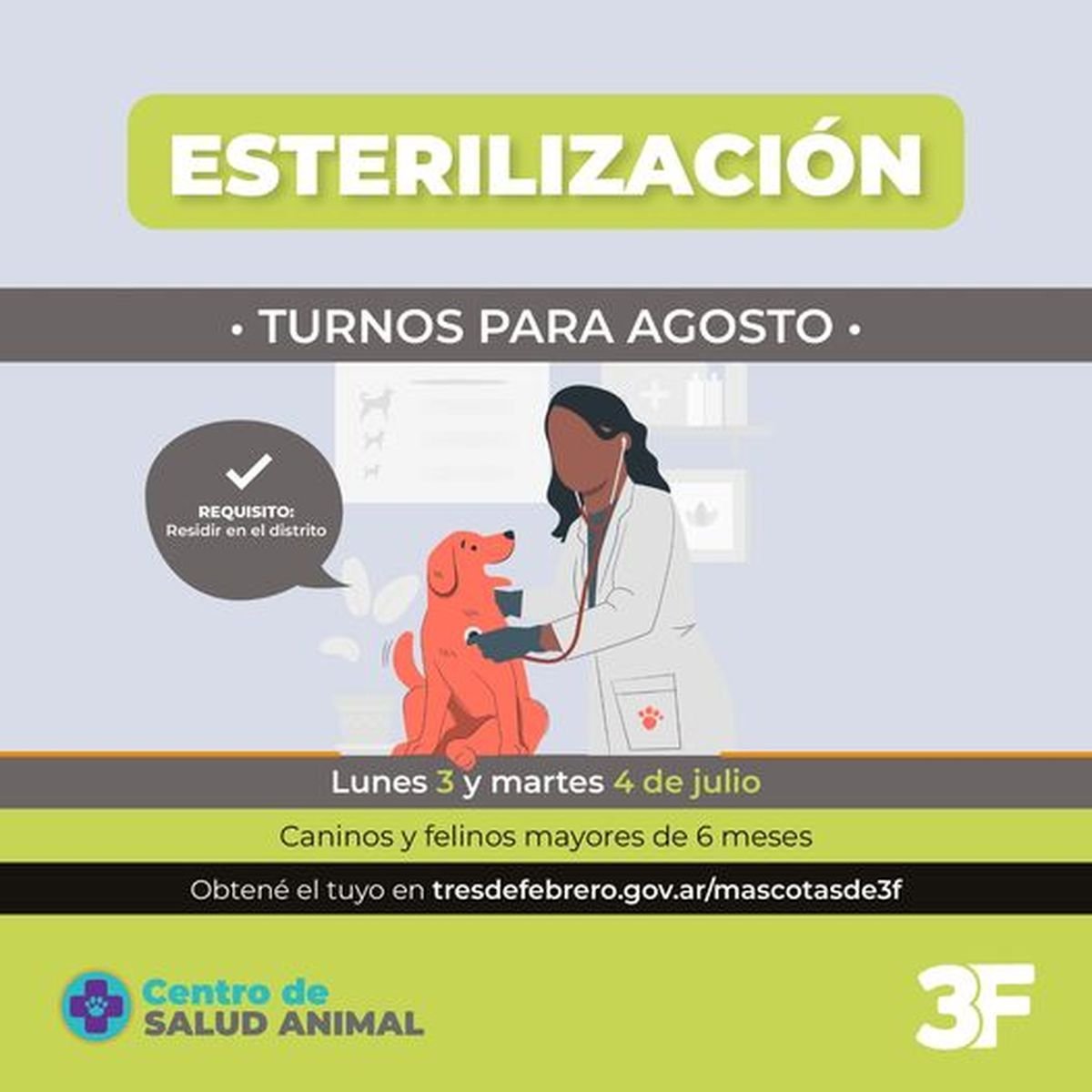 Tres de Febrero: turnos para castraciones durante agosto.