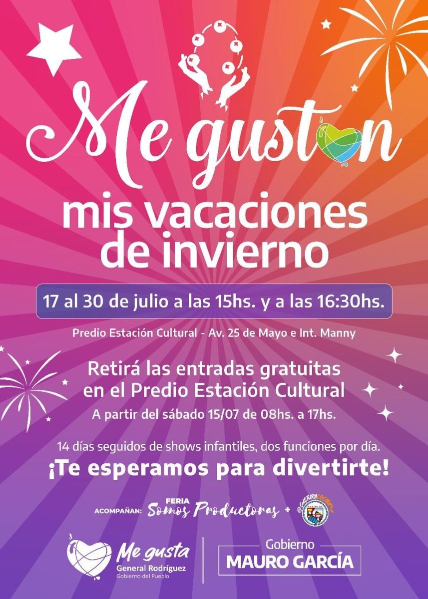 General Rodr&iacute;guez presentar&aacute; varios espect&aacute;culos gratuitos durante las vacaciones de invierno.