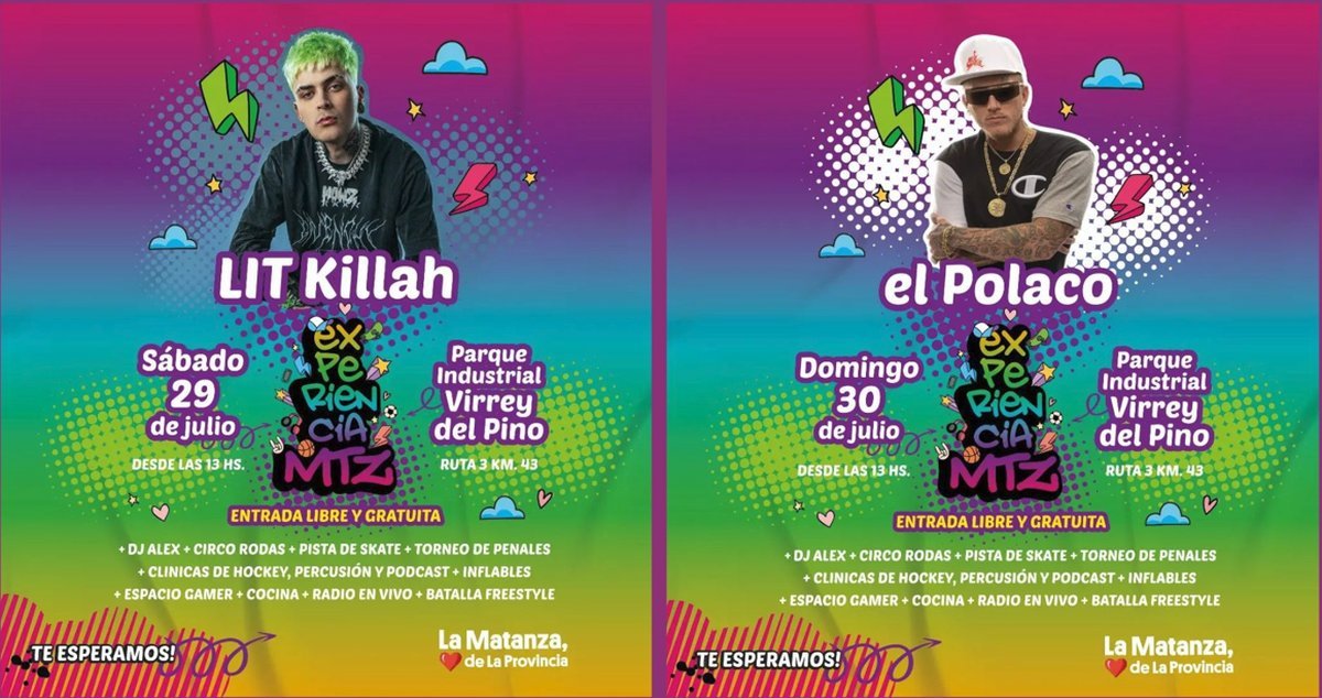 La Matanza: show de Lit Killah y El Polaco para festejar los 420 a&ntilde;os del partido.
