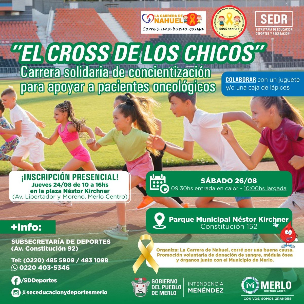 Merlo realizar&aacute; una carrera solidaria por el c&aacute;ncer infantil.