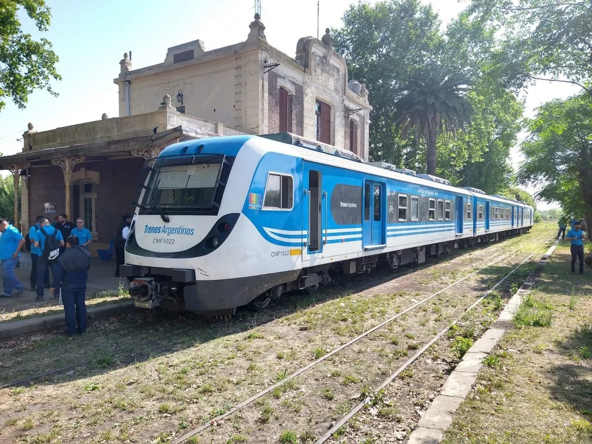 Un tren del Belgrano Sur en Navarro.