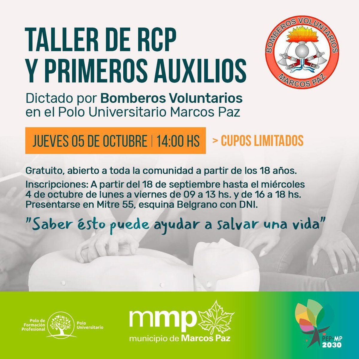 Bomberos voluntarios de Marcos Paz brindar&aacute;n un taller de RCP.