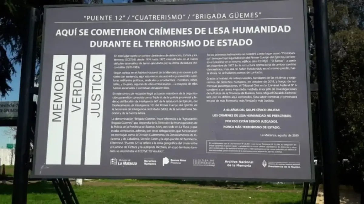 El monumento a las v&iacute;ctimas del centro clandestino de detenci&oacute;n de Ciudad Evita.