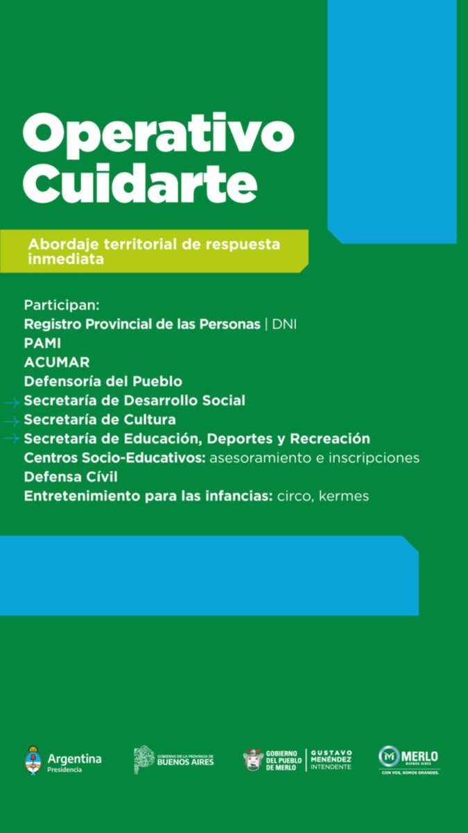 Merlo: nuevo "Operativo Cuidarte" en el partido.
