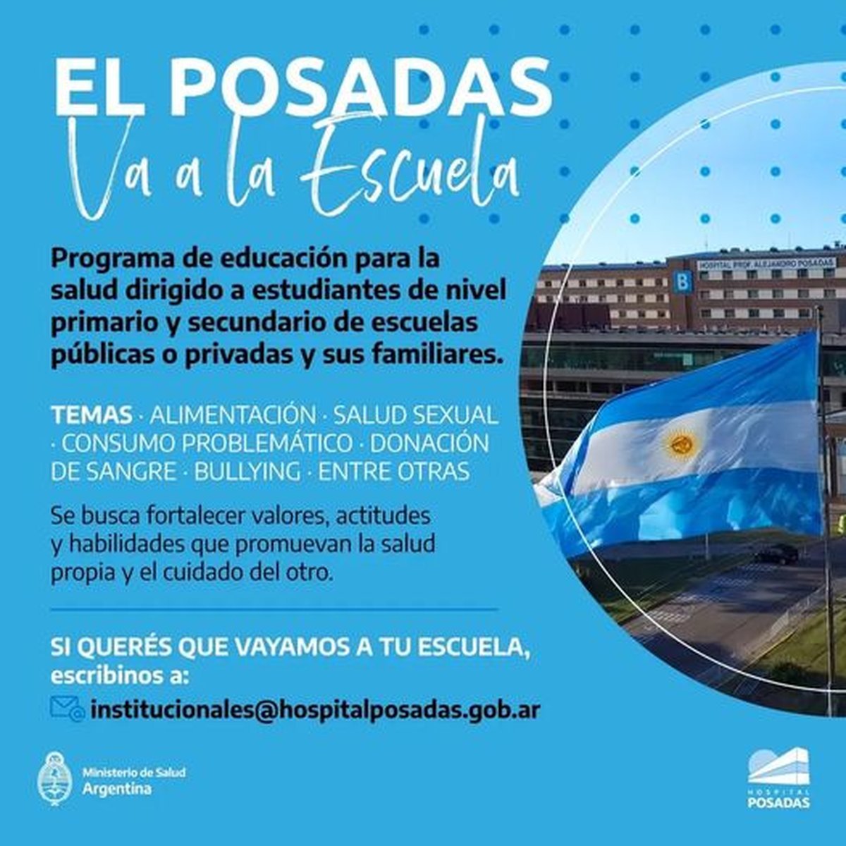 El Hospital Posadas vuelve a visitar las escuelas.