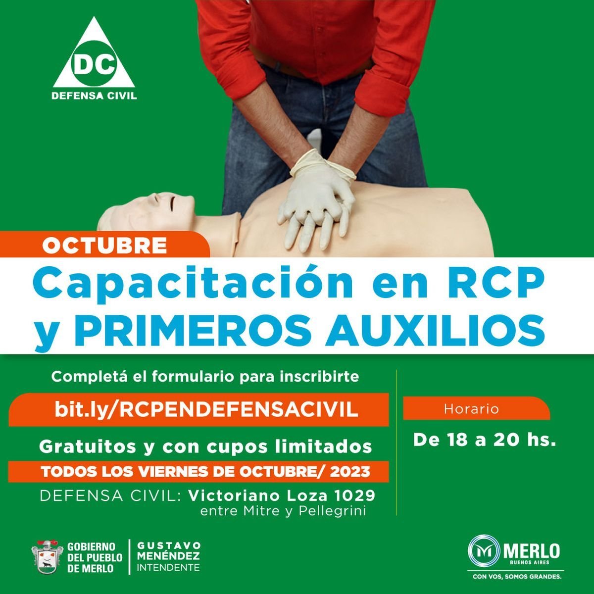 Curso de RCP y primeros auxilios en Merlo.