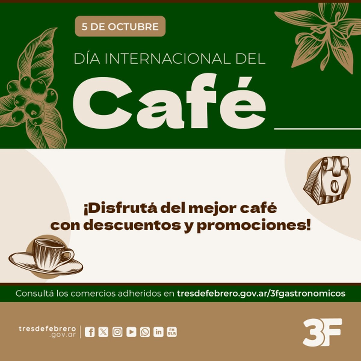 Tres de Febrero: promos por el D&iacute;a Internacional del Caf&eacute;.