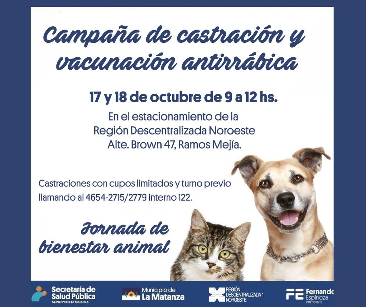 La Matanza: nueva campa&ntilde;a de castraci&oacute;n para mascotas.