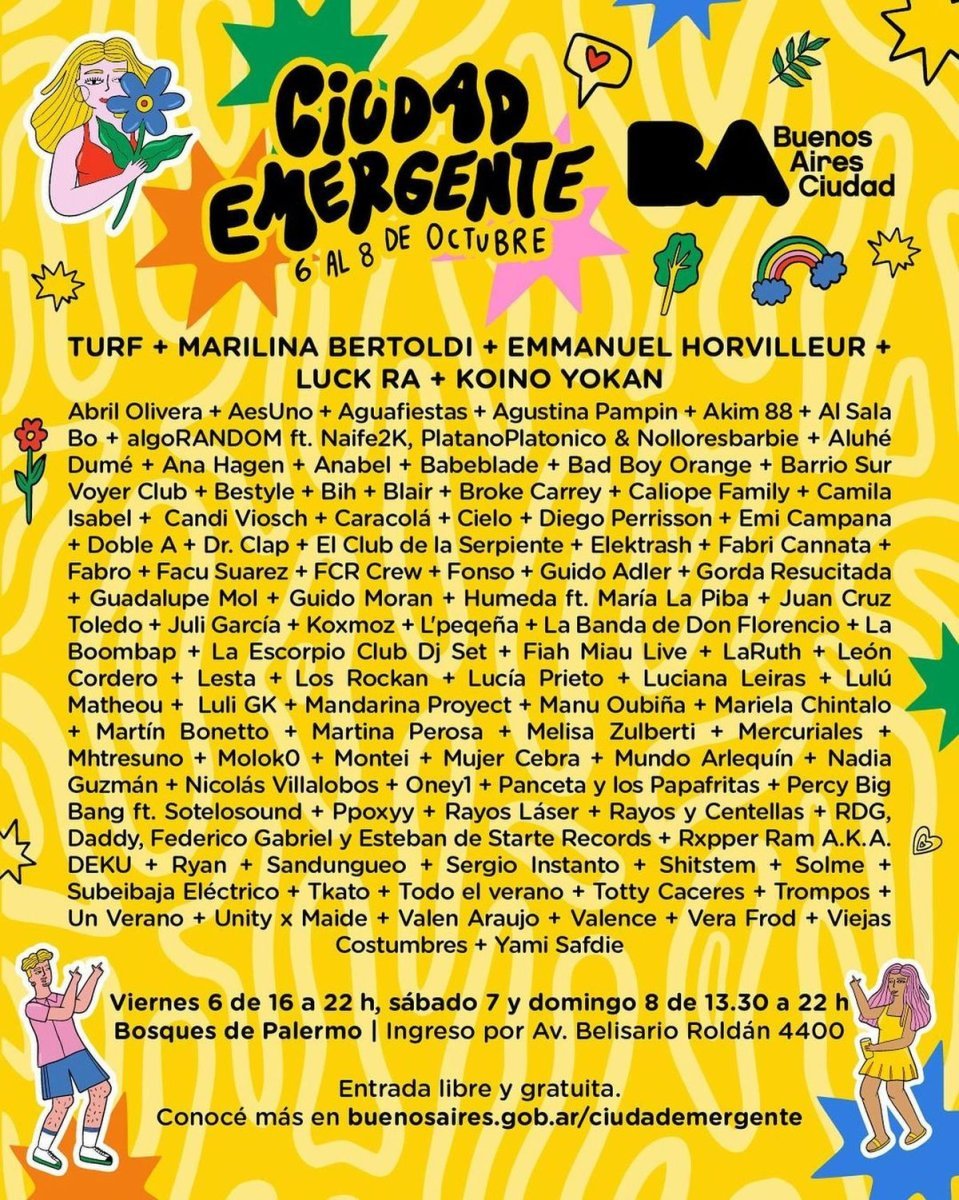 El line up del Festival Ciudad Emergente con entrada gratis.