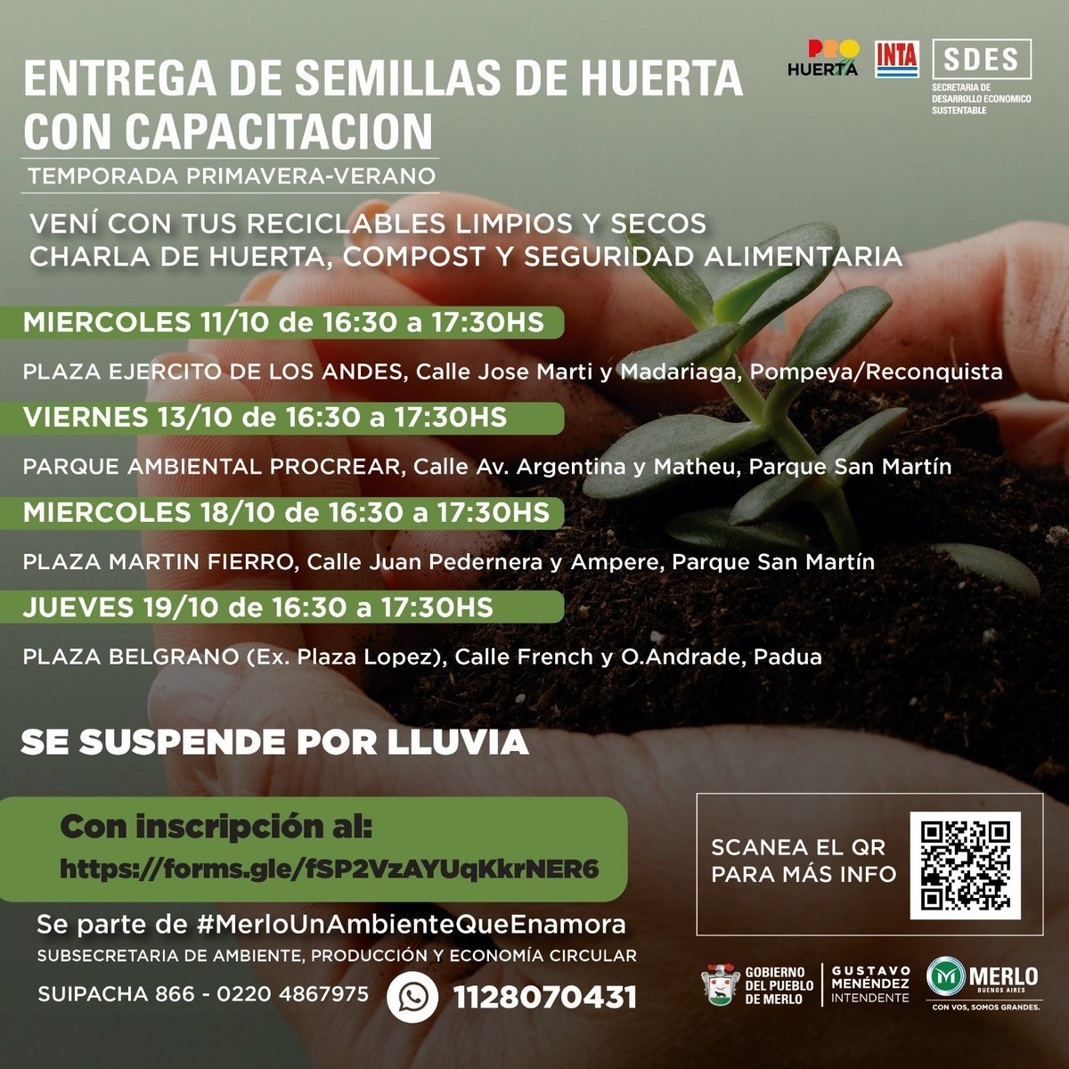 Merlo realizar&aacute; cursos de huerta y entregar&aacute; semillas gratis.