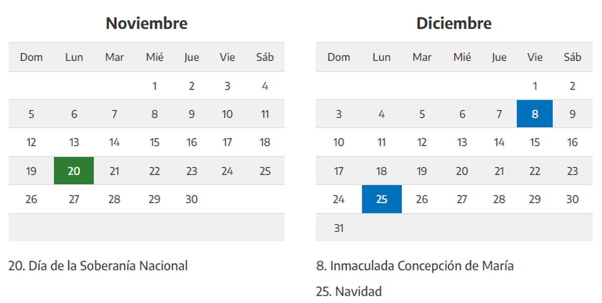 Feriado: cu&aacute;ndo es el pr&oacute;ximo fin de semana largo.
